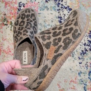 Taos leopard wool slip on shoes